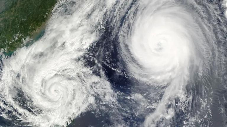 Satellite image of two hurricanes 
