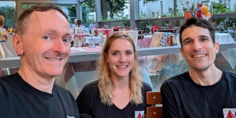 A selfie of Ben with two other members of the HiGHS team