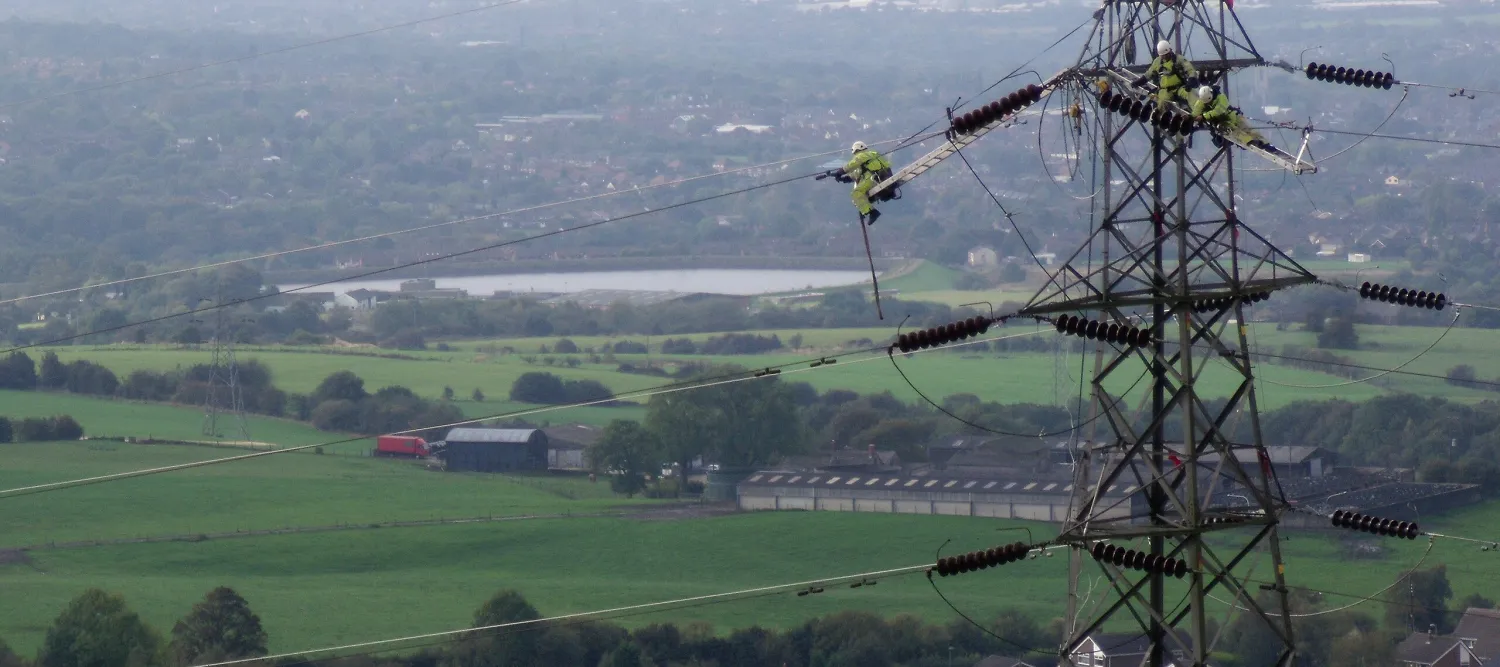 An aerial photograph of a pylon