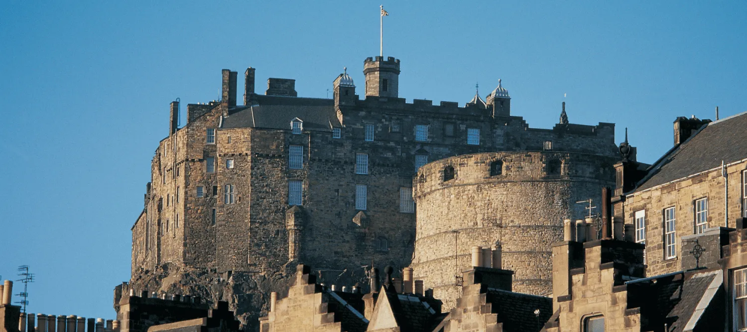 Edinburgh Old Town against a blue sky