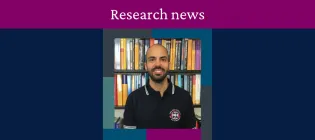 Graphic reads, "Research news" with a photo of Miguel de Carvalho