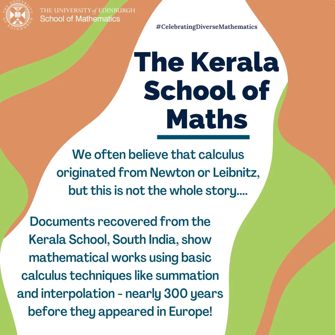 Graphic depicting summary of the Kerala School bio