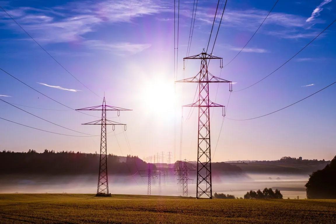 Power lines and sunset