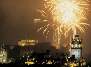 Fireworks over the castle at the end of the Edinburgh International Festival
