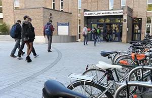 The entrance of the James Clark Maxwell Building