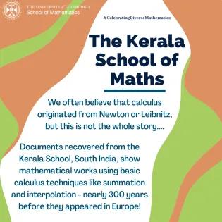 Graphic depicting summary of the Kerala School bio